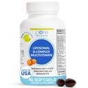 Core Med Science Liposomal Methylated Multivitamiini B-Complex, 90 Softgels - ei-GMO Active Super B Complex Vitamiini Supplement for Heart Health - VIT Methyl B Complex Immune Support Supplement