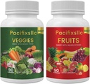 Hedelmät ja vegi kapselit 100% Natural superfood Natural Energy Taso miehille ja naisille, Sarja 2, 180 count-90 & Hedelmät 90 Kasvikset