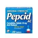Pepcid AC Original Strength Heathburn Relief -tabletit, OTC- lääkitys ehkäisee ja lievittää närästystä ja happojen refluksia Happojen ruuansulatuksen vuoksi, 10 mg famotidiinihapon reduktori, nopea hoito, 30 ist