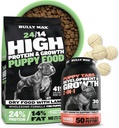 Bully Max 24/14 High Protein Pentu Ruoka (5lbs.) ja pentu vitamiinit (30 pureskeltavat välilehdet) kehityksen ja kasvun Bundle . Lihas-, immuuni-, luu- ja ruoansulatustuki pienille ja suurille koiranpennuille