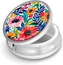 Pill Box-3 Osasto Pieni pilleri tapauksessa laukku ja tasku Mini metalli pillerin haltija Matka pilleri säiliö Hold Lisäravinteet Vitamiinit BPA-vapaa (Puutarhankukka)