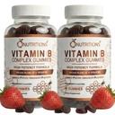 O NUTRITIONS B-vitamiini Complex Vegan Gummies kanssa B12-vitamiinia, B7 kuin Biotiini, B6, B3 kuin Niacin, B5, B6, B8, B9 kuin Folaatti stressiä, energiaa ja tervettä immuunijärjestelmää (2 pakkaus)