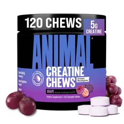 Eläinten Creatiini Purutabletti - Tehostettu Creatiini Monohydraatti AstraGin parantaa imeytymistä, merisuolaa lisätyn pumput, herkullinen ja kätevä purutabletti - Grape