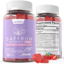 Saffron lisäravinteet Gummies 100mg - 100% puhdasta sahramiuutetta magnesium-Glycinate, L-Theanine, Turmeeric, Ashwagandha, Honey & Vitamiini B Complex mielialan & Power, antioksidantti, elinkyky - 120