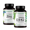 EMERALD LABS-vitamiini D3+K2 (60 kapselia) & Sinkki 25 mg (90 kapselia) - Luun terveys, sydäntuki, immuunituki, Ruoansulatuskanavan terveys, hapettava stressi tuki - Gluteeniton