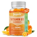 B1-vitamiini Gummies 500 mg, pureskeltava tiamiini B1 täydentää aikuisille, 600 mg kalsiumsitraatti, tuki hermosto, vegaaninen, luonnollinen appelsiini maku