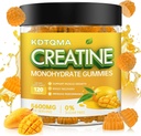 Kreatiini Monohydraatti Gummies for Men & Women 120 CT - 5600 mg Creatiini Monohydraatti per tarjoilu, pureskeltava Creatiini Monohydraatti lihasten tuki & energia Boost, sokeriton, vegaaninen (mango maku)