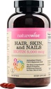 NatureWise Hair Skin and Nails Vitamiini, Biotiini 5000 mcg w/Hyaluronic Acid, Kollageeni naisille C, B Complex, D3, A, E, Rauta - ei-GMO, Gluteeniton - 540 Softgels[6-Kuukauden tarjonta]
