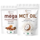 Micro Ingredients Organic Mega Mushroom Powder 10oz & Organic MCT Oil Powder 1lb Bundle 2 Pack  Öljy, kasvipohjainen kerma