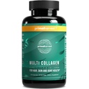 Primal Harvest Multi Collagen Pillerit naisille ja miehille (tyyppi I, II, III, V, X) 120 kapselia w/Vitamin C hiuksille, iholle, kynsille