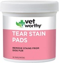 Vet Worthy Tear Stain Pads koirille - ratkaisu Liotettu tassut - Poista Stains koirien turkista - Hellä ja turvallinen - 90 Pads.