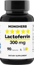 MONOHERB Lactoferrin 300 mg per kapseli - 90 kasvissyöjän kapselit - valmistettu Yhdysvalloissa