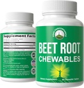 Beet Chews - Great Tasting Beets Chewables ilman lisättyä sokeria - Parempi kuin Gummies. Sisältää luomujuuriuutetta. Vegaani, nolla gluteeniton Beetroot kokonaislisä sydämen, verenkierron, verenpaineen