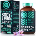 Saffron lisäravinteet naisille ja miehille - 88,5 mg Pure Saffron Extract - Antioksidantti, Eye Health, Energy Support ja Mood Booster - Vegan, Valmistettu USA, 60 kapselia kerran päivässä
