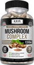 Kaya Naturals Premium Mushroom Complex Potent - Mushroom Complex Kapselit 1330mg Per Serving - Aids Mental Clarity tukee immuunijärjestelmää, hyvinvointi & elinvoimaa - 60 Count