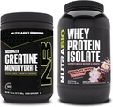 NutraBio Creatiini Monohydraatti, Mautonta, 300g ja Whey Protein Isolate, Chocolate Dipped Macaroon, täydennysosa Bundle - Lihasenergia, Lean lihasten kasvu, elpyminen, ja vahvuus