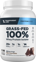 Transparent Labs Grass-Fed Whey Protein Isolat - Naturligt smaksatt, Gluten Free Whey Protein Pulver med 28 g protein per servering och 9 Aminosyror - 30 portioner, mjölkchoklad