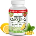 Best Triple Strength Omega 3 Kalaöljy pillereitä - 180 kapselia - 2400 mg Korkea Potenssi Burpless Lemon Flavor 864mg EPA 576mg DHA Ultra Pure Liquid Softgels aivojen nivelet Silmät Heart Health täydennysosa