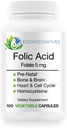 Foolihappo Folaatti 5 mg (B9) Prenataali-, Lisääntymisterveys-, homokysteiini-, aineenvaihdunta-, kardiovaskulaari-, luu-, immuuni- tuki-, allergeeni-, non GMO - 100 vegaanikapselia