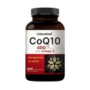 NatureBell CoQ10 400mg Omega-3-240 kapselit - Antioksidantti täydentää sydämen ja energian terveys tuki - tukee soluenergiaa* - extra vahvuus Coenzyme Q10