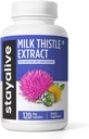 STAY ALIVE Milk Thistle Supplement with Voikukan juuri- ja artisokkauute, 80% Silymarin Complex, 120 pilleriä, 100% Pure Artichoke Leaf Extract Powder, non-GMO & Gluteenittomat kasviperäisiä kapseleita