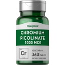 Piping Rock kromi Picolinate 1000 mcg 360 tabletti pillereitä kasvissyöjä, ei-GMO, Gluteenittomat lisäravinteet