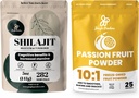 Jungle Powders Premium Duo: 5oz Raw Shilajit & 3.5oz Passion Fruit Powder - Miesten Energy Support, Immuuni Boost, Freeze Kuivattu Passion Fruit Powder for Baking, Smoothies, Additive Free Extract