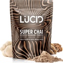 Lucid Superfood Organic Mushroom Chai Nootropics - Lion's Mane, Tremella, Cordyceps & Turkey Tail - Instant Mushroom Chai Focus Brain Health - Alpha GPC, L-Theanine, Ginko Biloba - USA Made
