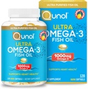 Qunol Omega 3 Fish Oil Mini Softgels, 1000mg Ultra Pure Fish Oil, Heart Health Support, Omega 3 DHA Lisäravinteet, sitruunamaku, 2 kuukauden tarjonta, 120