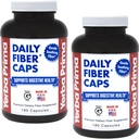 Yerba Prima Daily Fiber Formula - 180 kapselia (Pack of 2) - Liukenematon ja liukenematon ravintokuitu Supplement - Colon Cleanse - Gut Health - Vegaani, ei-GMO, Gluteeniton