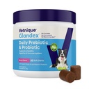 Vetnique Glandex Daily Probiootit koirille prebiootit tukemaan Gut Health kuitua ja digestiivinen Enzymes, Probiootti purukumia tai jauhe (60ct Chews, Bacon Chews)