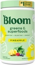 Bloom Nutrition Superfood Greens Powder, Dgestive Enzymes with Probiotics and Prebiotics, Gut Health, Bloating Relief for Women, Klorella, Green Juice Mix with Beet Root Powder, 25 SVG, Ananas