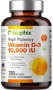 biophix-vitamiini D-3 10000 IU 380 Softgels - Korkea teho ekstra-neitsytoliiviöljyssä ei-GMO soija-vapaa tukee vahva luut Immunoterveys