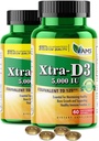 America Medic & Science Xtra D3-vitamiini D 5 000 IU (125 mikrog) Kolekalsiferoli Supplement for Men & Women(120 Helppo niellä Softgels)