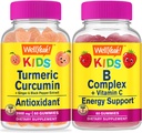WellYeah Turmeric Curcumin Kids + B Complex Kids, Gummies Bundle - suuri maistaminen, vitamiini täydentää, gluteeniton, GMO-vapaa, purukumi
