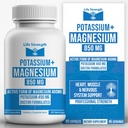 Life Strength Magnesium Kaliumkompleksin täydennysosa - 90 kapselia - suuri imeytyminen Magnesium Tuki Verisuonisto Terveys ja jalka Kramppi