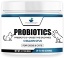 American Standard Supplements Probiootit koirille & Kissat prebiootit & digestive Enzymes, 5 miljardia PMY, 9 kanta, 3.17oz (90g), 180 Servings - Dog & Cat Probiootit Gut Health & Digestion