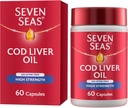 Seven Seas Cod Maksa öljy korkea vahvuus Omega 3 Plus vitamiinit D & E 120 kapselit
