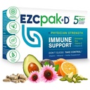 EZC Pak 5-Day Immunomy System Booster Echinacea, C-vitamiinia, Sinkkiä ja D-vitamiinia - Tapered Immuuni tuki täydentää aikuisille - Tukee immuniteettisuutta, helppo matka-koko täydentää Pack