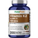 NusaPure-vitamiini K2 MK7 120 mikrog 200 kasviskapselia (Soy Free, non-GMO, Vegan)