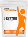 BulkSupplements.com L-Cystine Powder - L-Cystine 500mg, L-Cystine Supplement, Aminohappo täydentää - Immuunituki, Gluteeniton, 500 mg per tarjoilu, 250g (8.8 oz) (pakkaus 1)