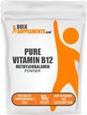 BulkSupplements.com Pure B12-vitamiini Metyylikobalamiinijauhe - B12-vitamiinilisät, puhdas tuote - useita tarjoiluja, 10g (0,35 oz) (pakkaus 1)