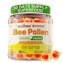 Bee Pollen Organic 1000mg, w/Propolis, Royal Jelly, Sokeriton Bee Pollen Gummies Rikas B-vitamin, antioksidantteja, Aminohapot, Bee Pollen Supplement for Energy, Skin & Immuun (1 Pack)