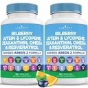 Eye Health Vitamiinit, joissa on mustikka-, luteiini- ja zeaksantiinia, lykopeenia, Resveratrolia, viinirypälesiemenuutetta, pellavansiemenastaksantiini-AREDS 2-120 kapselia