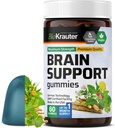 BIO KRAUTER Brain Tuki Gummies - 60 Vegan Chews - Natural Brain Supplement - Ashwagandha, Ginkgo Biloba, Bacopa, DMAE, ja vitamiinit kognitiivisen tuen