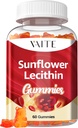 Auringonkukkalesitiini Gummies 800mg - Vegaani, ei-muuntogeeniset, soija-vapaa & Gluteeniton - Tukee Päivittäinen ravitsemus, Helppo syödä Chews aikuisille, Imetys täydentää, Luonnollinen hyvinvointi tuki - 60 Vegan Gummy