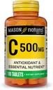 MASON NATURAL C 500 mg - tukee tervettä immuunijärjestelmää, antioksidantti ja Essential Ravintoaine, 100 tablettia