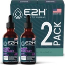 E2H Natural Sleep Aid - Liquid Melatoniini kamomilla, Theanine - Nukkua paremmin, syvemmälle, Pidempi - Vegan, Gluteeniton - Tarjoaa stressi helpotusta (2 pullot)