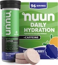 Nuun-vitamiinit + kofeiini Elektrolyyttitabletit, joissa on D-, C-, E-, A- ja B6-vitamiinia, foolihappoa, magnesiumia & 4 muuta Essentielliä elektrolyyttiä, Gluteeniton & Vegania, Blackberry Citrus, 8 pakkausta (96 tarjoilua yhteensä)