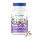 Ridgecrest Herbals DreamOn Zen, Sleep Support Supplement, Melatonin Free, Magnesium, 5-HTP, Laventeli, Kamomilla, Valerian, Lemon Balm aikuisille ja lapsille 12+ (60 Caps, 30 Serv)